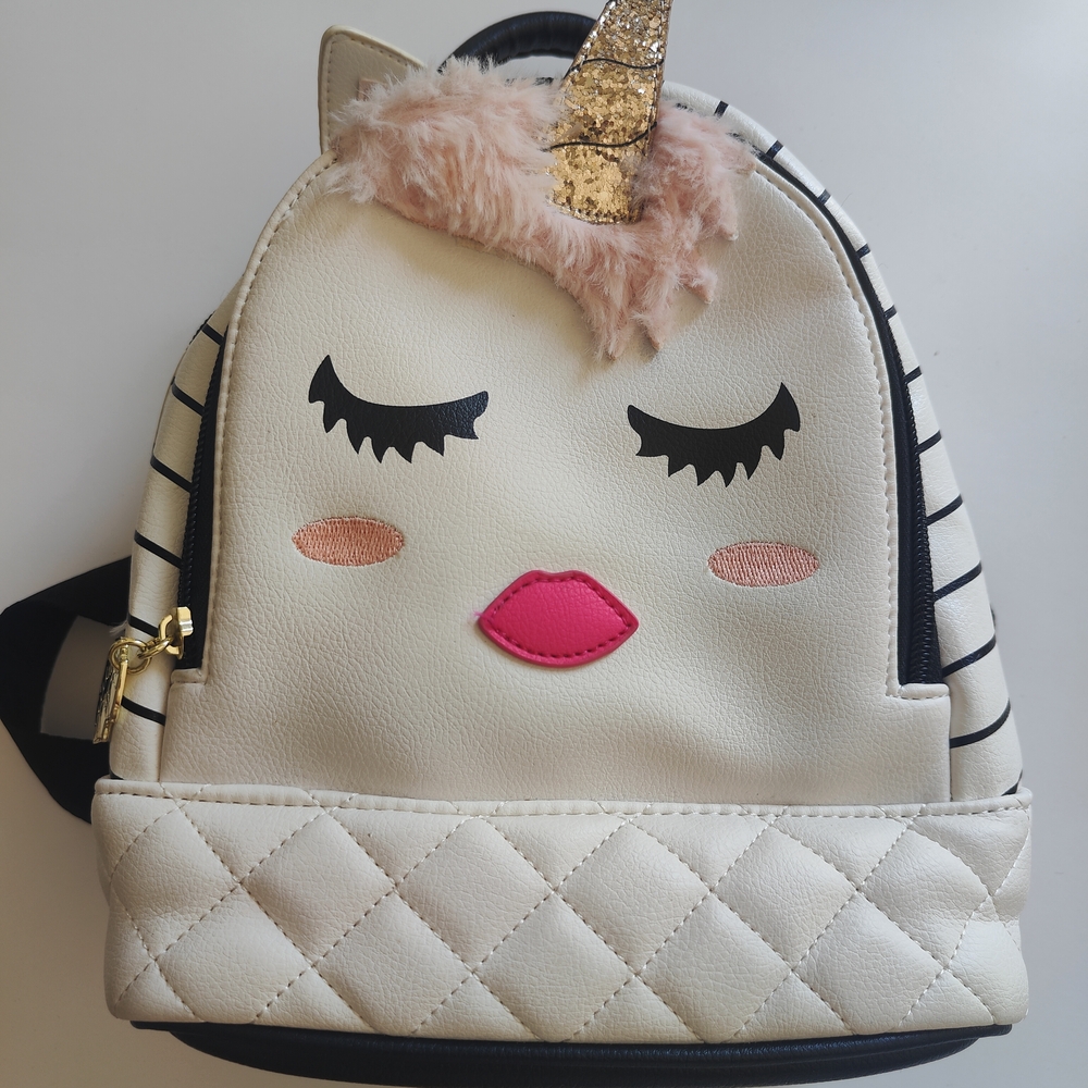 Luv Betsy Johnson Unicorn Backpack - Cream and Gold